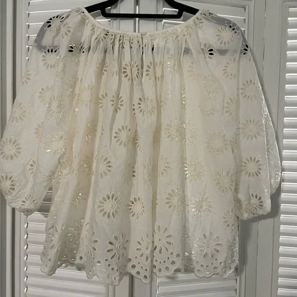 Madewell Embroidered Shirred Puff Sleeve Top - Picture 10 of 16